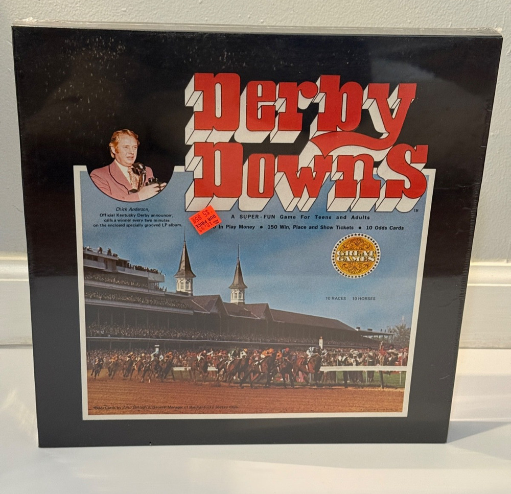 🐎 Vintage 1973 Derby Downs Board Game Kentucky Derby NIB Sealed 🎲